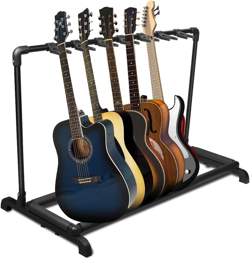 Azor 7 Multi Guitar Stand Rack with Folding Design 7 Holder Guitar Rack for Acoustic Electric Guitar, Bass, Soft Cushioning Sponge Protects Your Instruments - Image 1